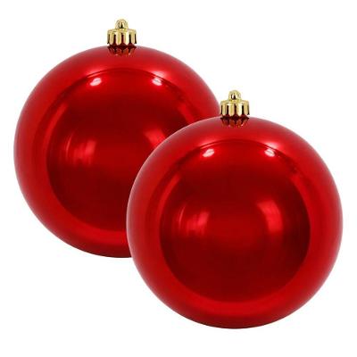 Bola Decorativa Gigante de Natal Vermelha em Plástico PP 20CM Kit 2 Unidades com Cordão Master