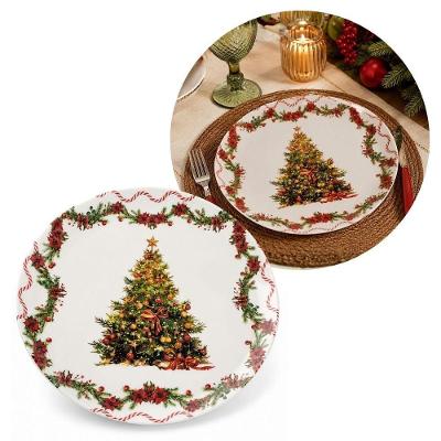 Prato de Jantar Natalino em Melamina Estampado Árvore de Natal e Bico de Papagaio 27,5CM Magizi