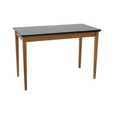 Mesa de Jantar Barcelona 4 Lugares Retangular MDF Amêndoa com Vidro Preto