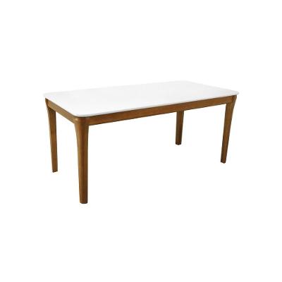 Mesa de Jantar Cancun 6 Lugares Retangular MDF 180x90CM Branco com Vidro Off-white