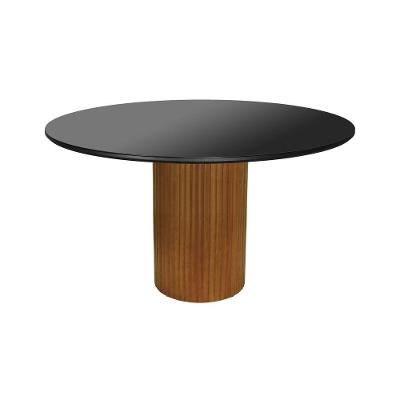 Mesa de Jantar Capri 6 Lugares Redonda MDF 150CM Amêndoa com Vidro