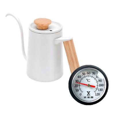 Chaleira Bico Fino com Termômetro Aço Inoxidável e Madeira Cozinha Branco Ilovecoffee