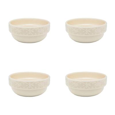 Conjunto de Cumbucas Mendi 4 Peças Cerâmica Resistente a Micro-ondas Marfim Oxford 500ML