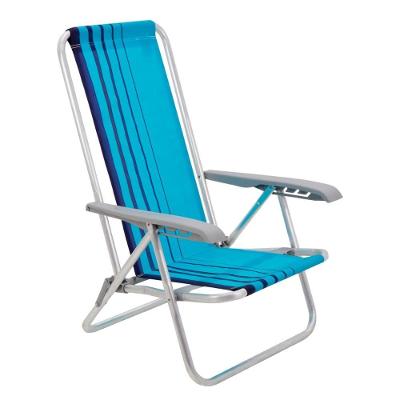 Cadeira de Praia Reclinável Bali Baixa em Alumínio com Assento Azul Tramontina 54.5CM
