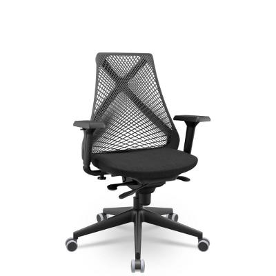 Cadeira de Escritório Bix X+ Presidente Slider PU Poliéster Base Giratória Apoio Braço 4D Preto