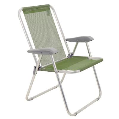 Cadeira de Praia Creta Master em Alumínio com Assento PVC Dobrável Verde Oliva Tramontina 110KG