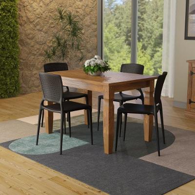 Conjunto Mesa Marin Brasil 4 Lugares com Cadeiras Safira Preta 120CM Tramontina