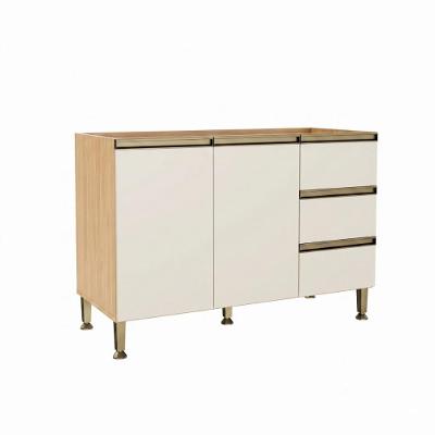 Balcão Rebeca 2 Portas 3 Gavetas MDP 120CM Mel Off White Movelbento