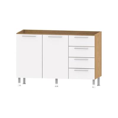 Balcão de Cozinha Aspen 2 Portas 4 Gavetas MDF 120CM Carvalho e Branco Ditália