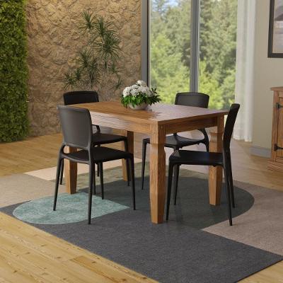 Conjunto de Mesa Marin Brasil 4 Lugares Tampo MDF Cadeiras Sofia Fechada Preta 120CM Tramontina