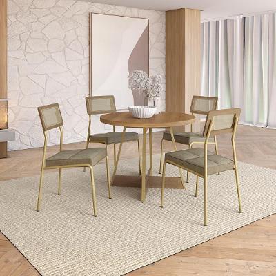 Conjunto de Jantar Virginia 4 Lugares Tampo MDP Estrutura Aço Dourado 99CM Móveis Carraro