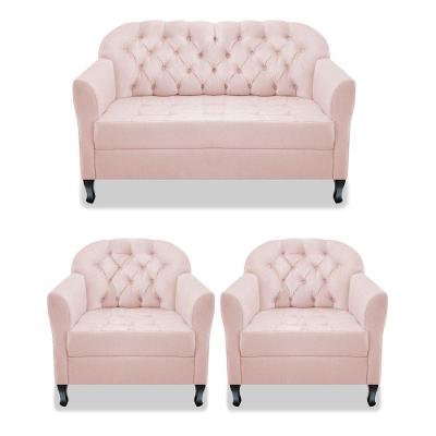 Kit Namoradeira E 02 Poltrona Julia Suede Rosê