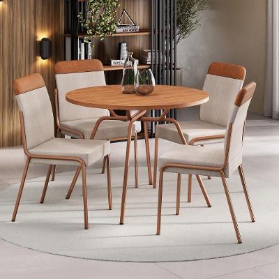 Conjunto de Jantar Georgia 4 Lugares Tampo em MDF Cadeiras Estofadas Rosê 98.5CM Móveis Carraro