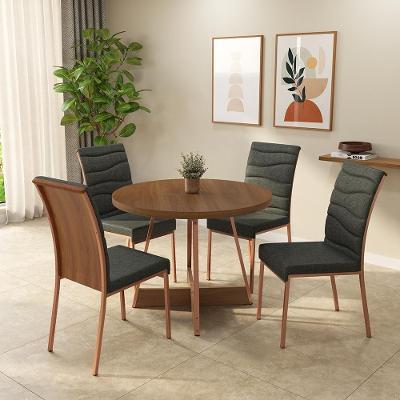 Conjunto de Jantar Patricia 4 Lugares Tampo MDP Estrutura Aço Rosê 99CM Móveis Carraro