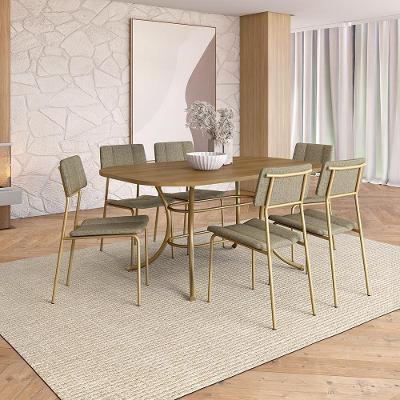 Conjunto de Sala de Jantar Essence 6 Lugares Tampo MDP com Estrutura em Aço Dourado 160CM Móveis