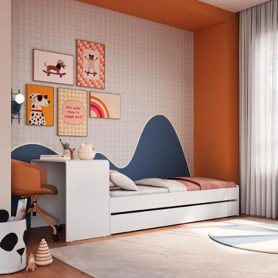 Cama Infanto Juvenil com Escrivaninha e Cama Auxiliar MDP Branco Completa Móveis 239CM