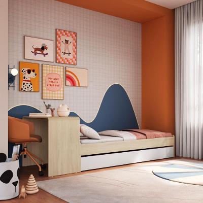 Cama Infanto Juvenil com Escrivaninha e Cama Auxiliar Solteiro MDP Café Completa Móveis
