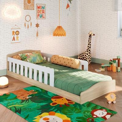 Cama de Chão Montessoriana Solteiro Encanto com Grade MDP Amadeirado Completa Móveis