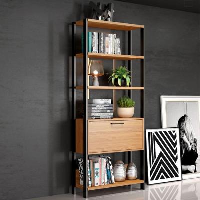 Estante E95 com 1 Porta Basculante e 5 Prateleiras em MDF 73CM Freijó Preto Fosco Dalla Costa