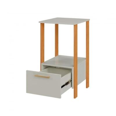 Mesa Auxiliar Retangular F39WJG Moderno 1 Gaveta MDF 40CM Off White Dalla Costa Móveis