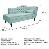 Diva Recamier Diana 185cm Lado Esquerdo Suede Azul Tiffany - 5