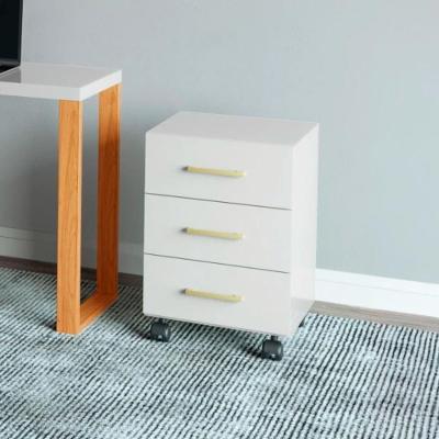 Gaveteiro F16WWG 3 Gavetas MDF com Rodízios Off White Dalla Costa Móveis