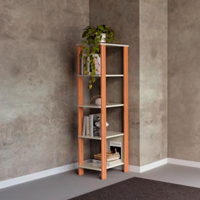 Estante F28 5 Prateleiras MDF 44CM Off White e Freijó Dalla Costa Móveis
