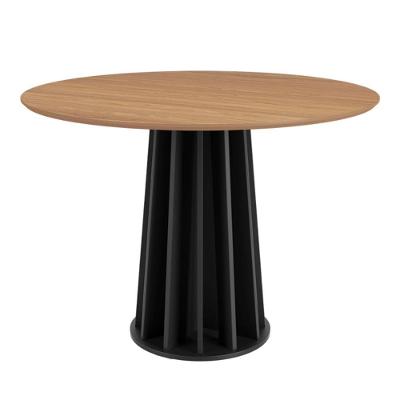 Mesa de Jantar TM71 JPF 6 Lugares Redonda MDF Freijó Preto Fosco Dalla Costa Móveis