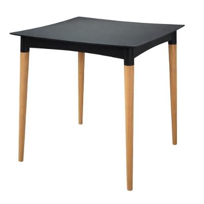 Mesa Diana 4 Lugares Quadrada em Polipropileno Preto 70CM com Pernas de Madeira Tramontina