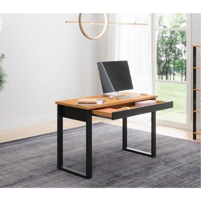 Mesa de Escritório Retangular F24JPF Industrial 1 Gaveta MDF 118CM Freijó e Preto Dalla Costa