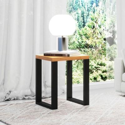 Mesa de Canto F33 Quadrada Tampo MDF Base MDF 44CM Freijó e Preto Fosco Dalla Costa