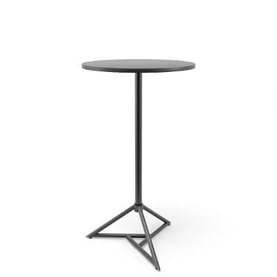 Mesa Bistrô Dot 2 Lugares Redonda MDF 60CM Preta Aço e Madeira Plaxmetal