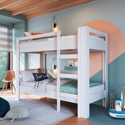 Cama Beliche Infantil Slim com Escada Lateral Reversível MDP Branco Completa Móveis