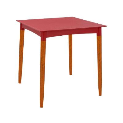 Mesa Laura 4 Lugares Quadrada Polipropileno Vermelho 70CM Pernas Madeira Tramontina