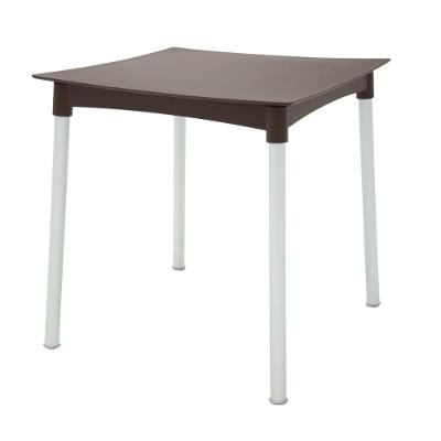 Mesa Diana 4 Lugares Quadrada Plástico 70CM Marrom com Pernas Alumínio Tramontina