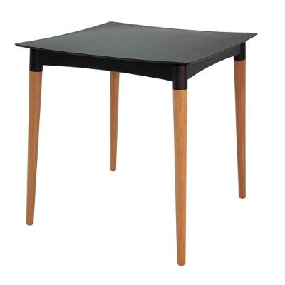 Mesa Quadrada Diana 1 Lugar Tampo Polipropileno 70CM Preta Pernas Madeira Tramontina