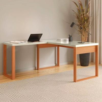 Mesa para Escritório de Canto em l F22 Moderno MDF 135CM Off White
