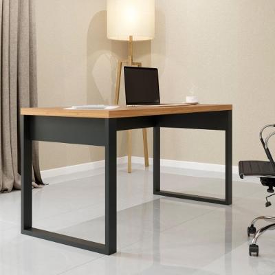 Mesa de Escritório Retangular F20 Industrial sem Gavetas MDF 135CM Freijó Preto Fosco Dalla Costa