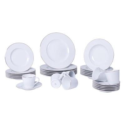 Aparelho de Jantar Elisa 30 Peças Porcelana Decorada para Uso Diário Branco