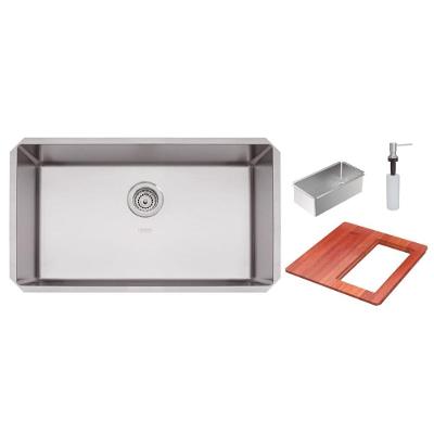 Cuba de Embutir Quadrum 70 U Retangular Undermount Aço Inox Scotch Brite Inox Tramontina com Dosador