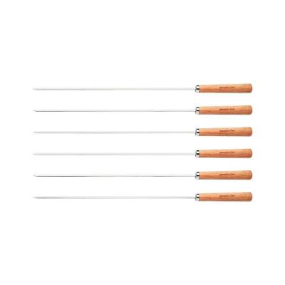 Conjunto de Espetinhos Churrasco 6 Peças Aço Inox com Cabo de Madeira Natural Tramontina