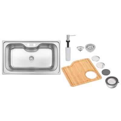 Cuba de Sobrepor Morgana Maxi Retangular Aço Inox Acetinado com Dosador de Sabão Inox Tramontina 56L