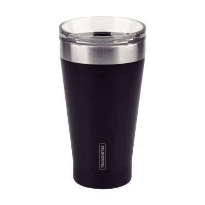 Copo Térmico Exata Parede Dupla Aço Inox Preto para Bebidas 550ML Tramontina