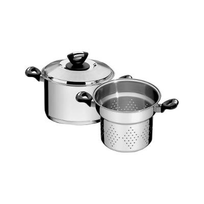 Jogo Cozi-pasta Solar Baquelite com Fundo Triplo Aço Inox Prata Tramontina 20CM