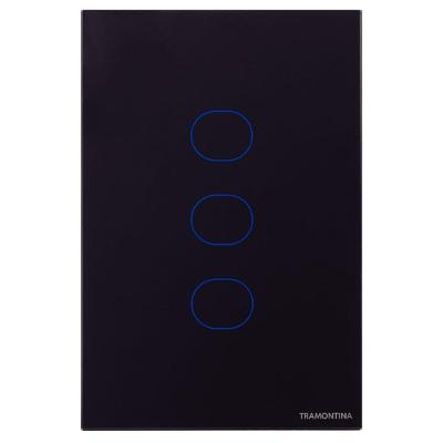 Interruptor Touch Casa Inteligente com Wi-fi 3 Canais Preto Tramontina