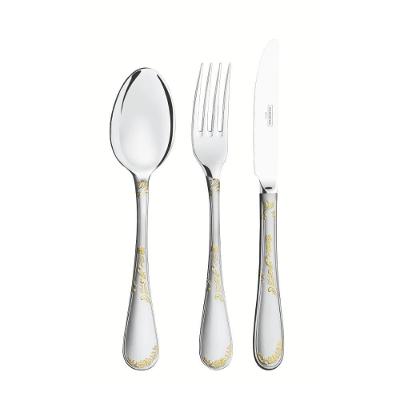 Faqueiro Renascença 101 Peças Aço Inox com Detalhes em Ouro para Mesa Inox Tramontina