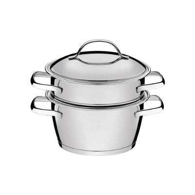 Cuscuzeira Allegra em Aço Inox com Fundo Triplo 2 Peças para Cozimento Rápido Prata Tramontina 16CM