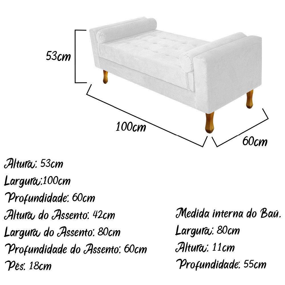 Recamier Baú Félix Solteiro 100cm Suede Branco - 4