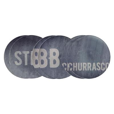 Prato Raso Churrasco Stone 6 Peças Porcelana Moderno Rústico para Uso Diário Cinza Tramontina