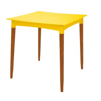 Mesa Diana 4 Lugares Quadrada Polipropileno Amarelo com Pernas de Madeira Tramontina